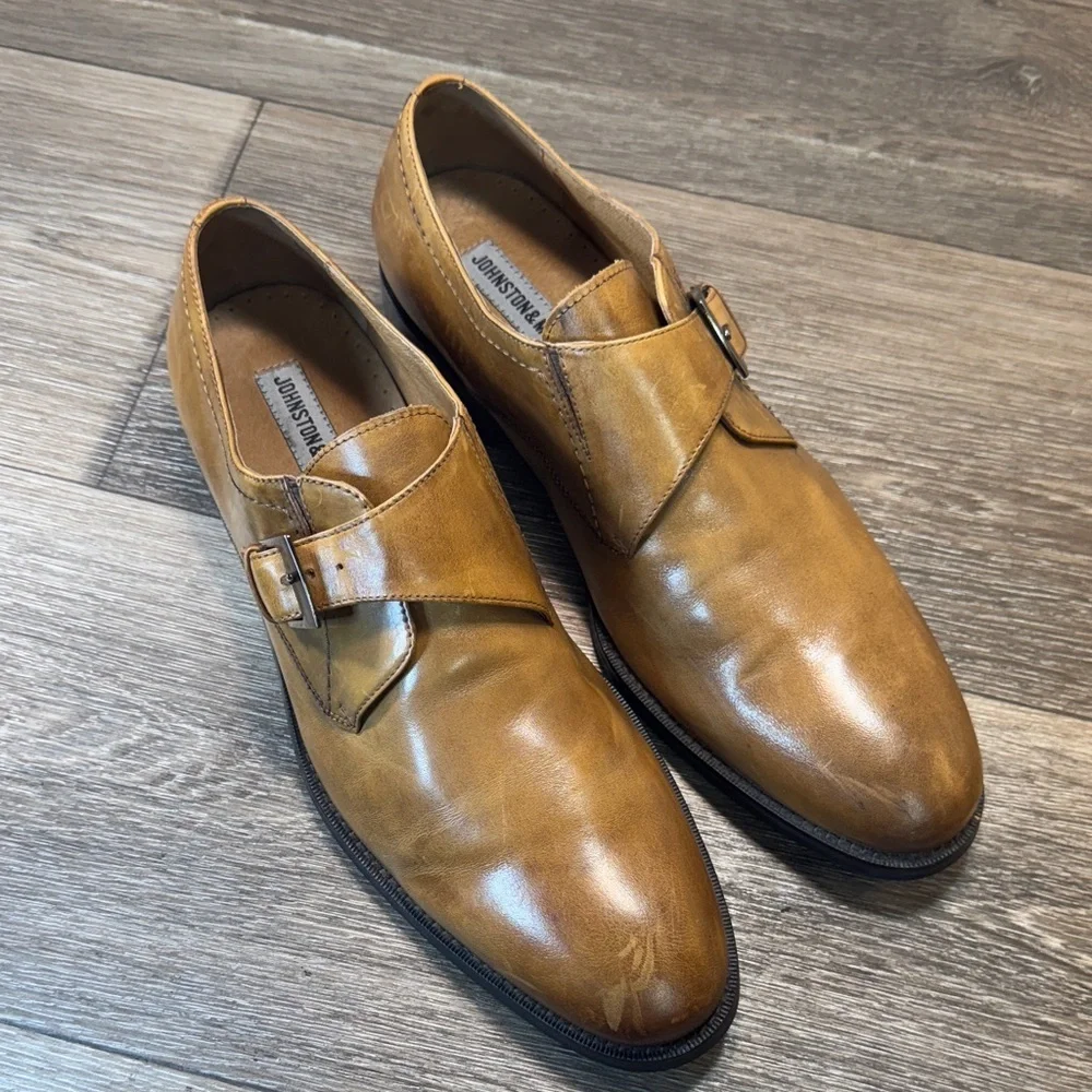 Johnston&Morphy Brown Leather buckle Shoes size 11 medium (j177)